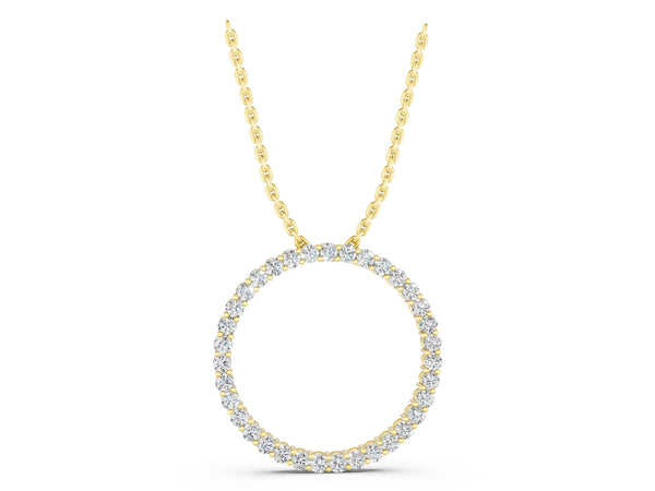 Yellow gold Round Diamond Eternity Pendant with Prong Setting