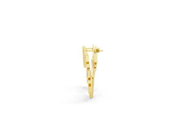 Yellow gold Round Diamond Fanburst Stud Earrings