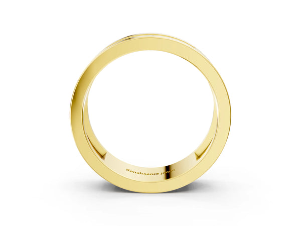 Yellow gold Round Diamond Five-Stone Channel Set Mens Band