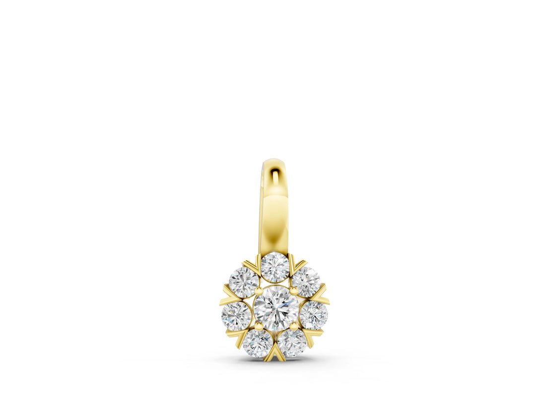 Yellow gold Round Diamond Floral Cluster Pendant with Prong Setting_6