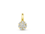 Yellow gold Round Diamond Floral Cluster Pendant with Prong Setting_6