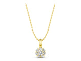 Yellow gold Round Diamond Floral Cluster Pendant with Prong Setting_7