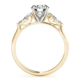 Yellow gold Round Diamond Floral Cluster Ring with Marquise Side Stones and Six-Prong Solitaire Setting 2