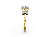 Yellow gold Round Diamond Floral Cluster Ring with Solitaire Band and Prong Setting_79