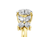 Yellow gold Round Diamond Floral Cluster Ring with Solitaire Band and Prong Setting_82