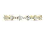 Yellow gold Round Diamond Floral Cluster Tennis Bracelet with Prong Setting_2