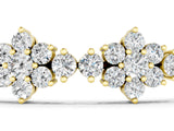Yellow gold Round Diamond Floral Cluster Tennis Bracelet with Prong Setting_3