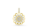 Yellow gold Round Diamond Floral Halo Pendant with Prong Setting_4