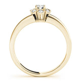 Yellow gold Round Diamond Floral Halo Solitaire Ring with Channel-Set Band and Claw Prong Setting 2