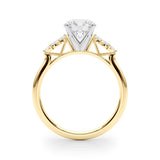 Yellow gold Round Diamond Floral Side Stone Solitaire with Marquise Accents and Four-Prong Setting 2