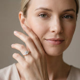 Yellow gold Round Diamond Floral Side Stone Solitaire with Marquise Accents and Four-Prong Setting_5