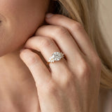 Yellow gold Round Diamond Floral Side Stone Solitaire with Marquise Accents and Four-Prong Setting_6