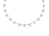 Yellow gold Round Diamond Floral Station Necklace with Diamond Accents_4