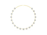 Yellow gold Round Diamond Floral Station Necklace with Diamond Accents_5
