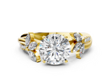 Yellow gold Round Diamond Floral Vine Solitaire Engagement Ring_25