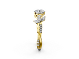 Yellow gold Round Diamond Floral Vine Solitaire Engagement Ring_27