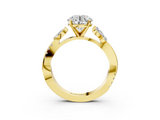 Yellow gold Round Diamond Floral Vine Solitaire Engagement Ring_28