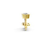 Yellow gold Round Diamond Flower Halo Stud Earrings with Petal Prong Setting_12