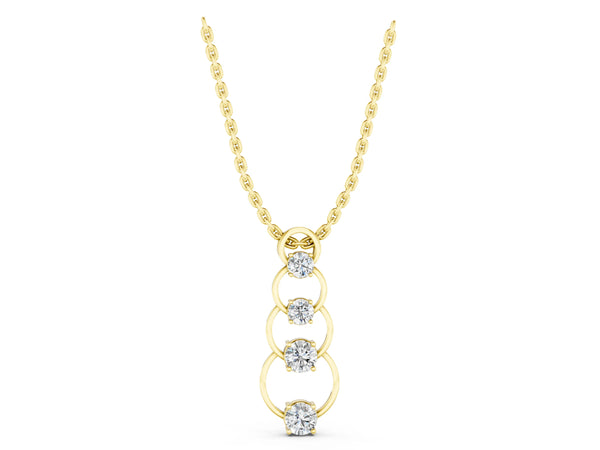 Yellow gold Round Diamond Four-Prong Circle Pendant