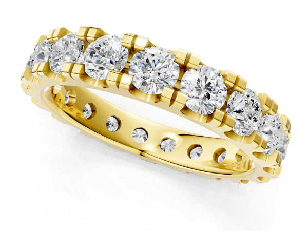 Yellow gold Round Diamond Full Eternity Band with U-Prong Setting