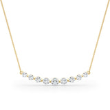 Yellow gold Round Diamond Graduated Bar Necklace with Prong Setting