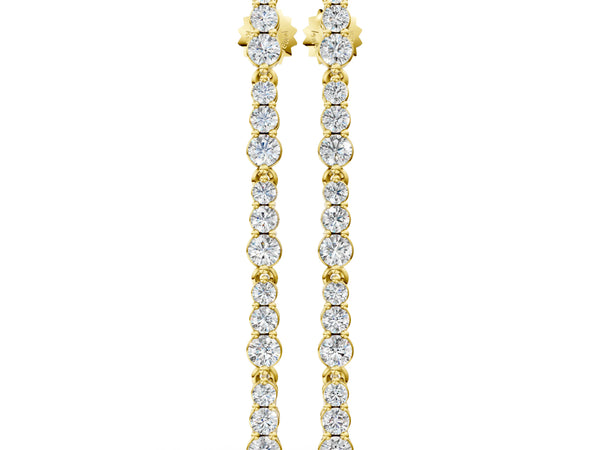 Yellow gold Round Diamond Graduated Dangle Earrings
