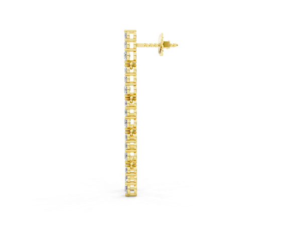 Yellow gold Round Diamond Graduated Dangle Earrings