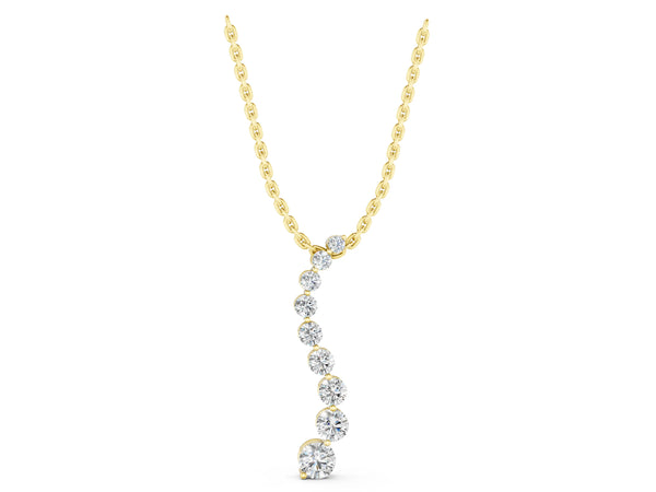 Yellow gold Round Diamond Graduated Prong Set Pendant