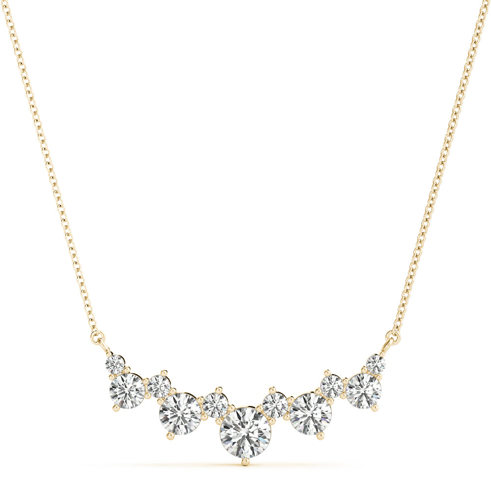 Yellow gold Round Diamond Graduated V-Prong Necklace