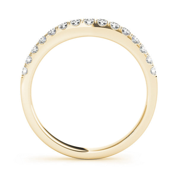 Yellow gold Round Diamond Half Eternity Band with Pavé Setting 1