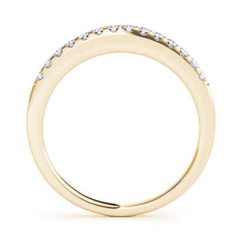 Yellow gold Round Diamond Half Eternity Band with Pavé Setting and Shared Prong 1