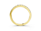Yellow gold Round Diamond Half Eternity Band with Pavé Setting and Shared Prong_7