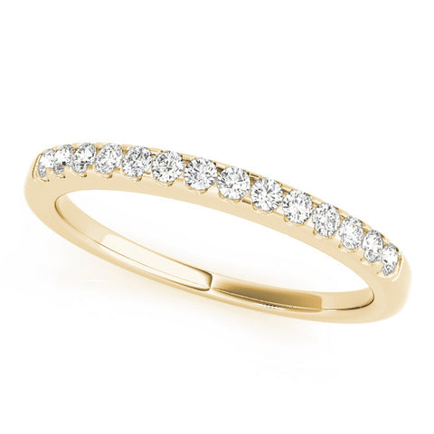 Yellow gold Round Diamond Half Eternity Band with Pavé Setting and Shared Prong