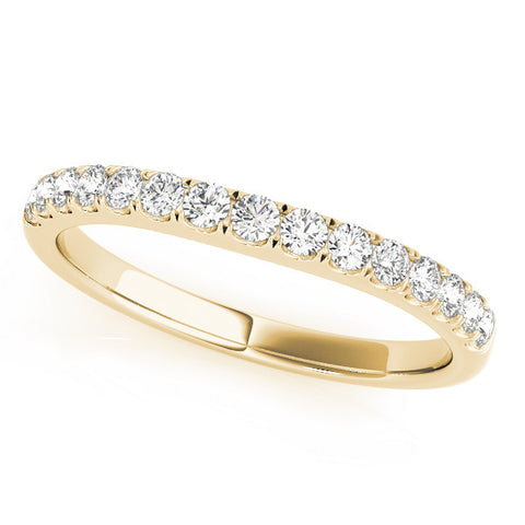 Yellow gold Round Diamond Half Eternity Band with Pavé Setting