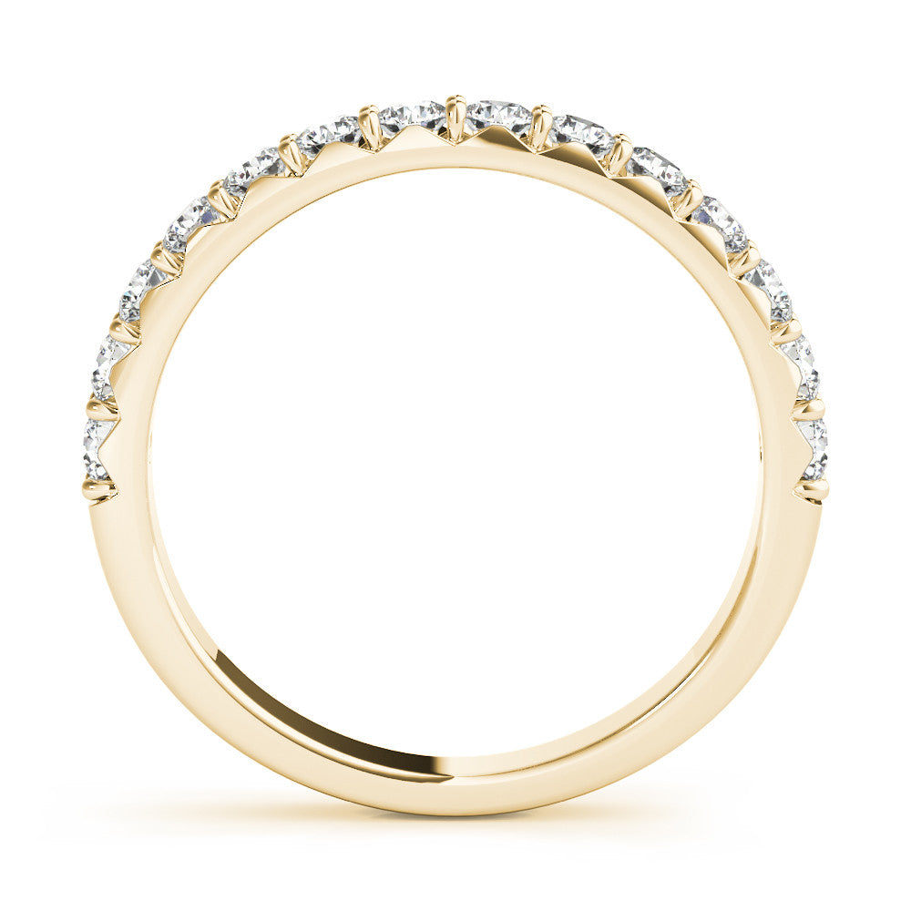 Yellow gold Round Diamond Half Eternity Band with Prong Setting 1