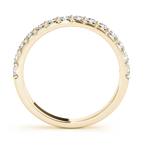 Yellow gold Round Diamond Half Eternity Band with Prong Setting 1