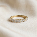 Yellow gold Round Diamond Half Eternity Band with Prong Setting_108