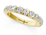 Yellow gold Round Diamond Half Eternity Band with Prong Setting_39