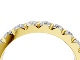 Yellow gold Round Diamond Half Eternity Band with Prong Setting_42