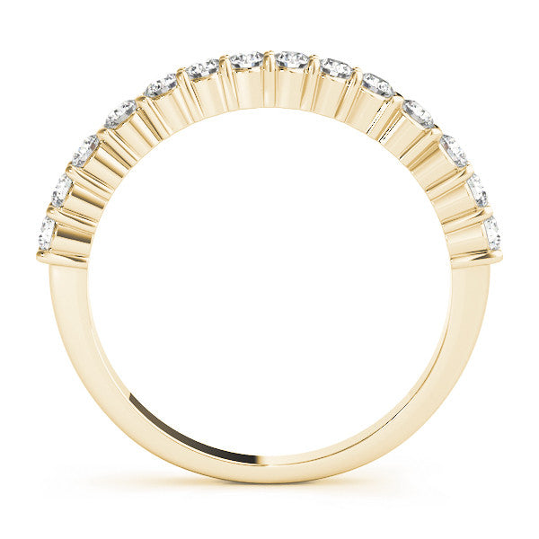 Yellow gold Round Diamond Half Eternity Band with Shared Prong Setting 1