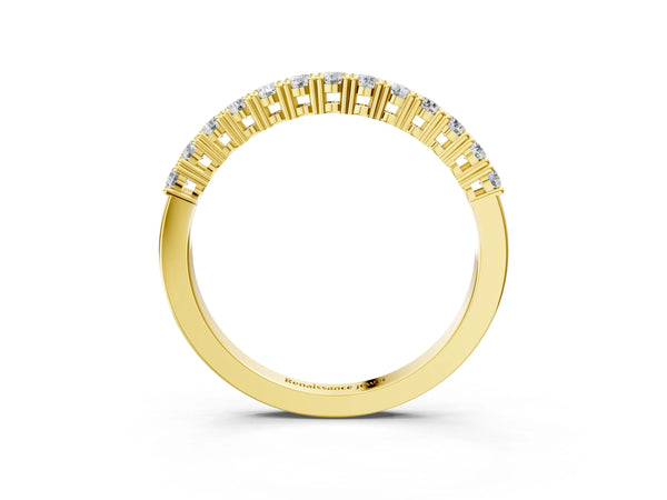 Yellow gold Round Diamond Half-Eternity Band with Shared Prong Setting