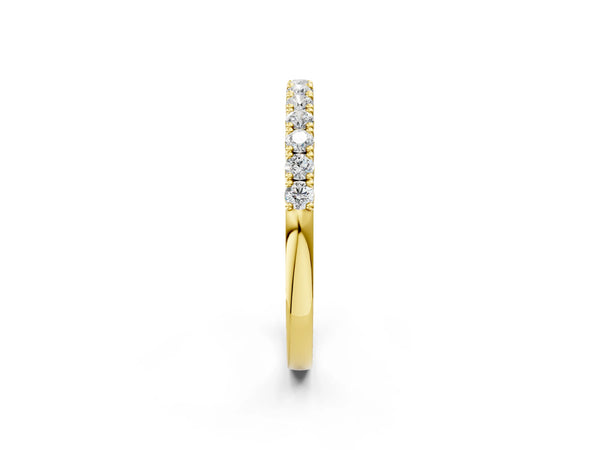Yellow gold Round Diamond Half-Eternity Band with Shared Prong Setting
