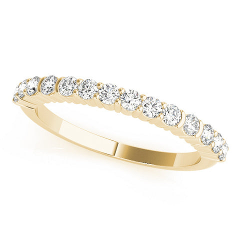 Yellow gold Round Diamond Half Eternity Band with Shared Prong Setting