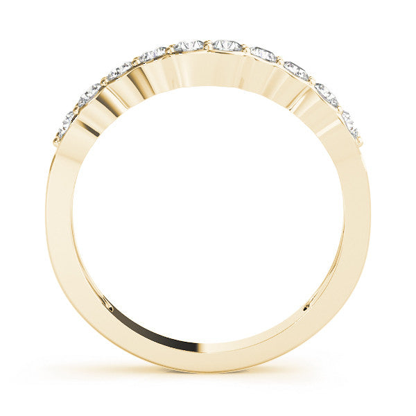 Yellow gold Round Diamond Half-Eternity Band with U-Prong Setting 1