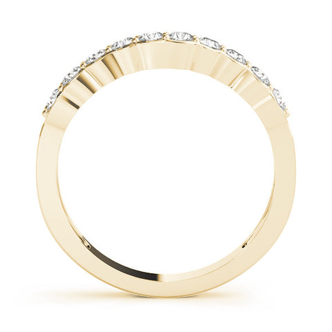 Yellow gold Round Diamond Half-Eternity Band with U-Prong Setting 1