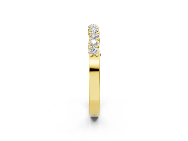 Yellow gold Round Diamond Half-Eternity Band with U-Prong Setting