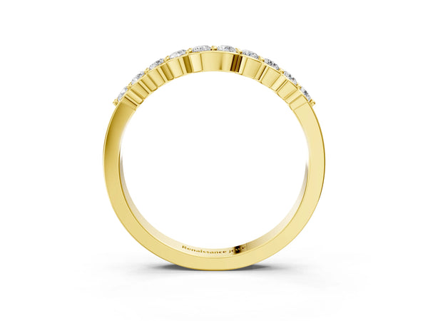 Yellow gold Round Diamond Half-Eternity Band with U-Prong Setting