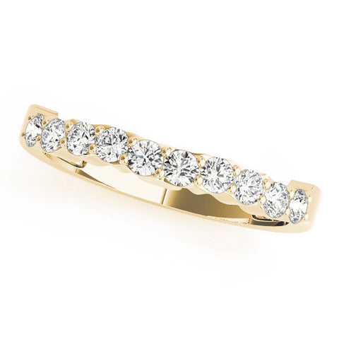 Yellow gold Round Diamond Half-Eternity Band with U-Prong Setting