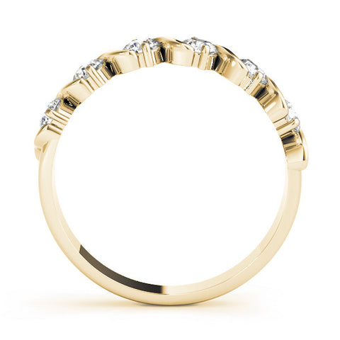 Yellow gold Round Diamond Half Eternity Band with Wave Prong Setting 1