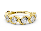 Yellow gold Round Diamond Half Eternity Band with Wave Prong Setting_22